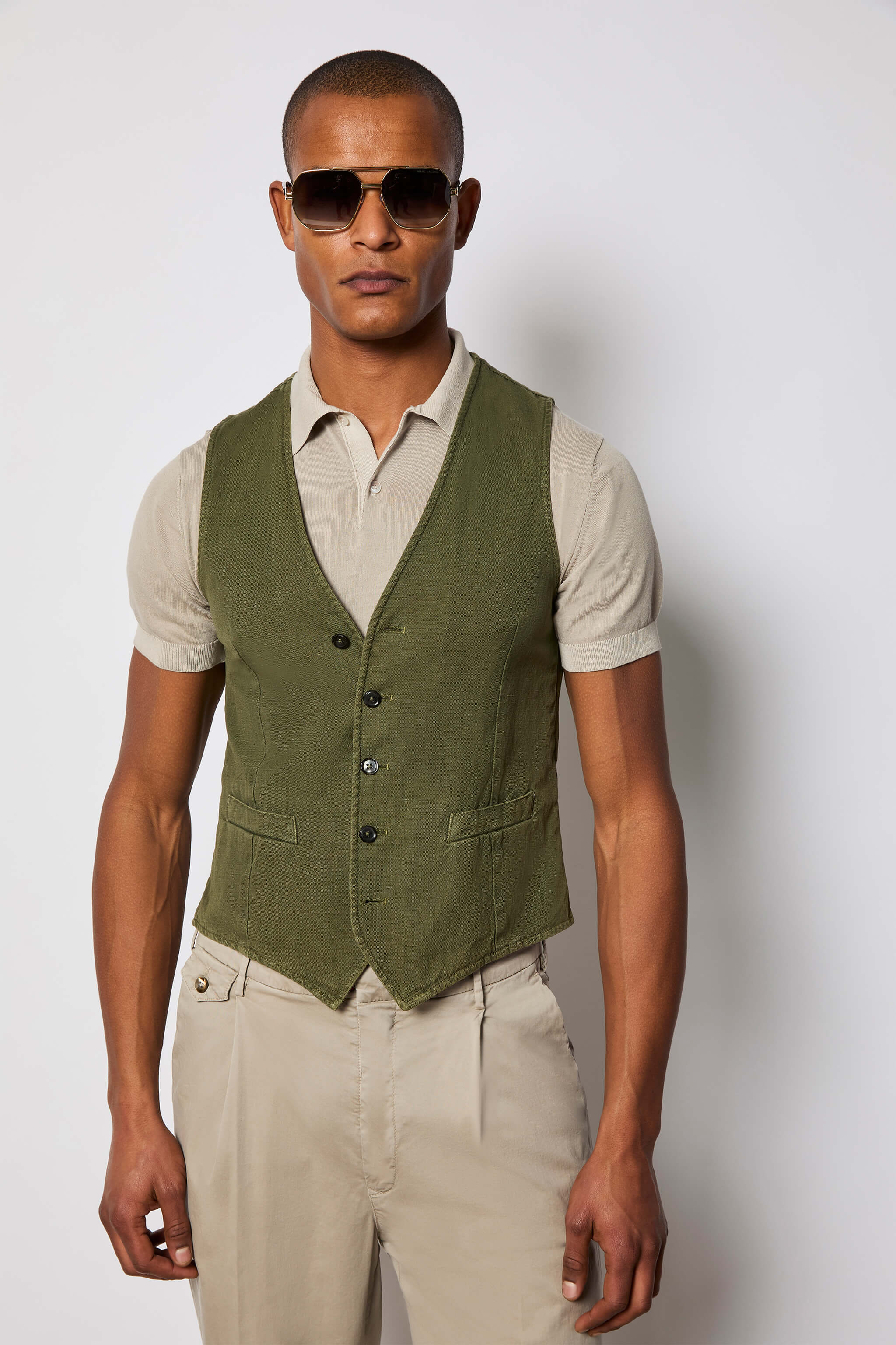 Garment-dyed MIKE vest - green