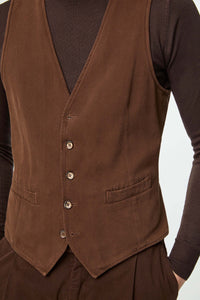 Garment-dyed mike waistcoat in brown brown