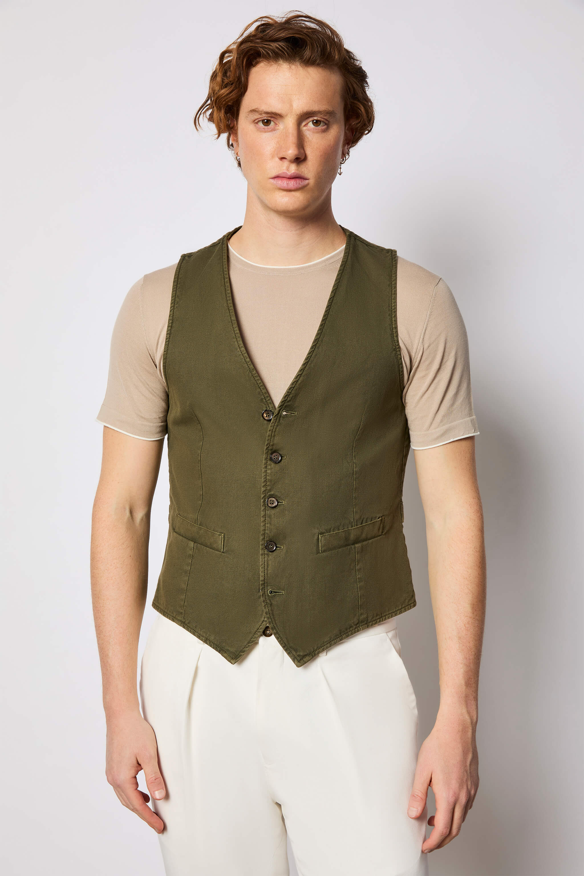 Garment-dyed MIKE vest - green