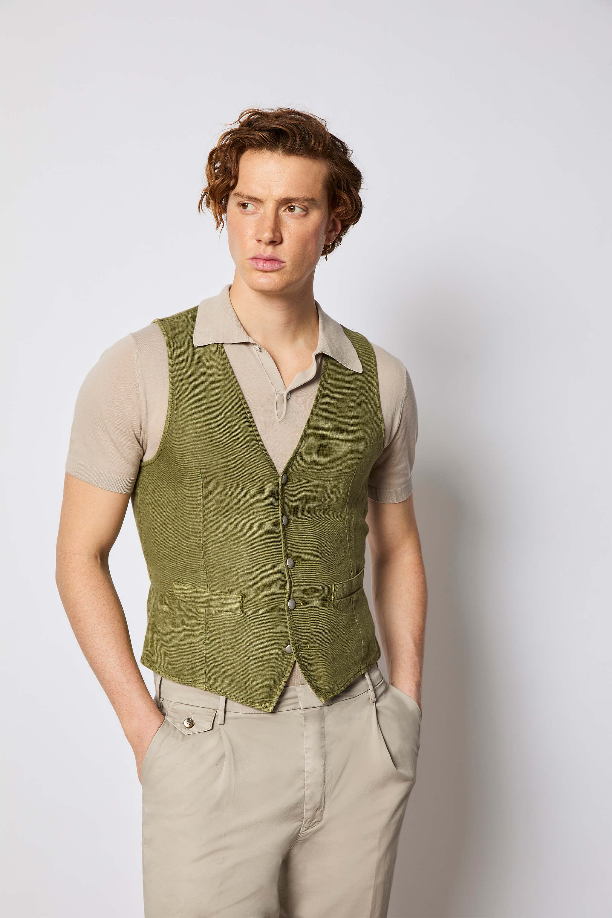 Garment-dyed MIKE vest - green