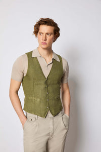 Garment-dyed mike vest - green dark green