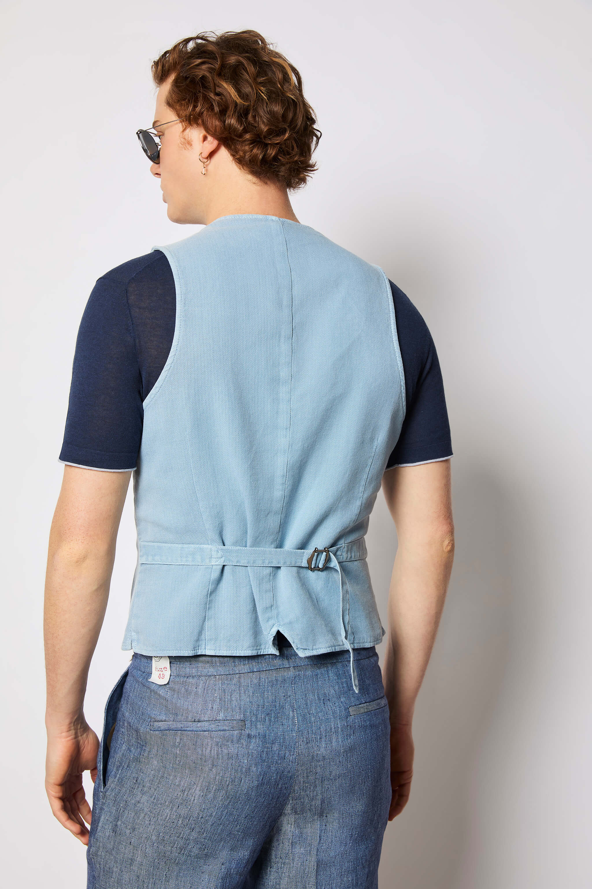 Garment-dyed MIKE vest - powder blue