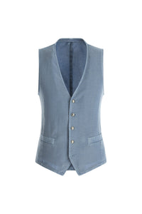 Garment-dyed mike vest - powder blue light blue