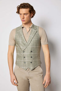 Double-breasted dylan vest untreated - green light green