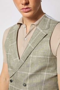 Double-breasted dylan vest untreated - green light green