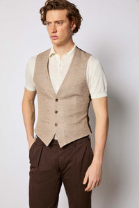 Gilet monopetto in jersey beige terra