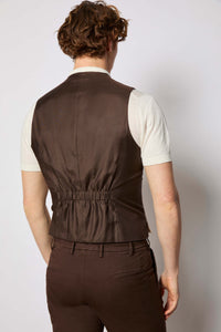 Gilet monopetto in jersey beige terra