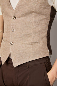 Gilet monopetto in jersey beige terra