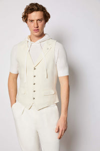 Garment-dyed oscar vest - white white