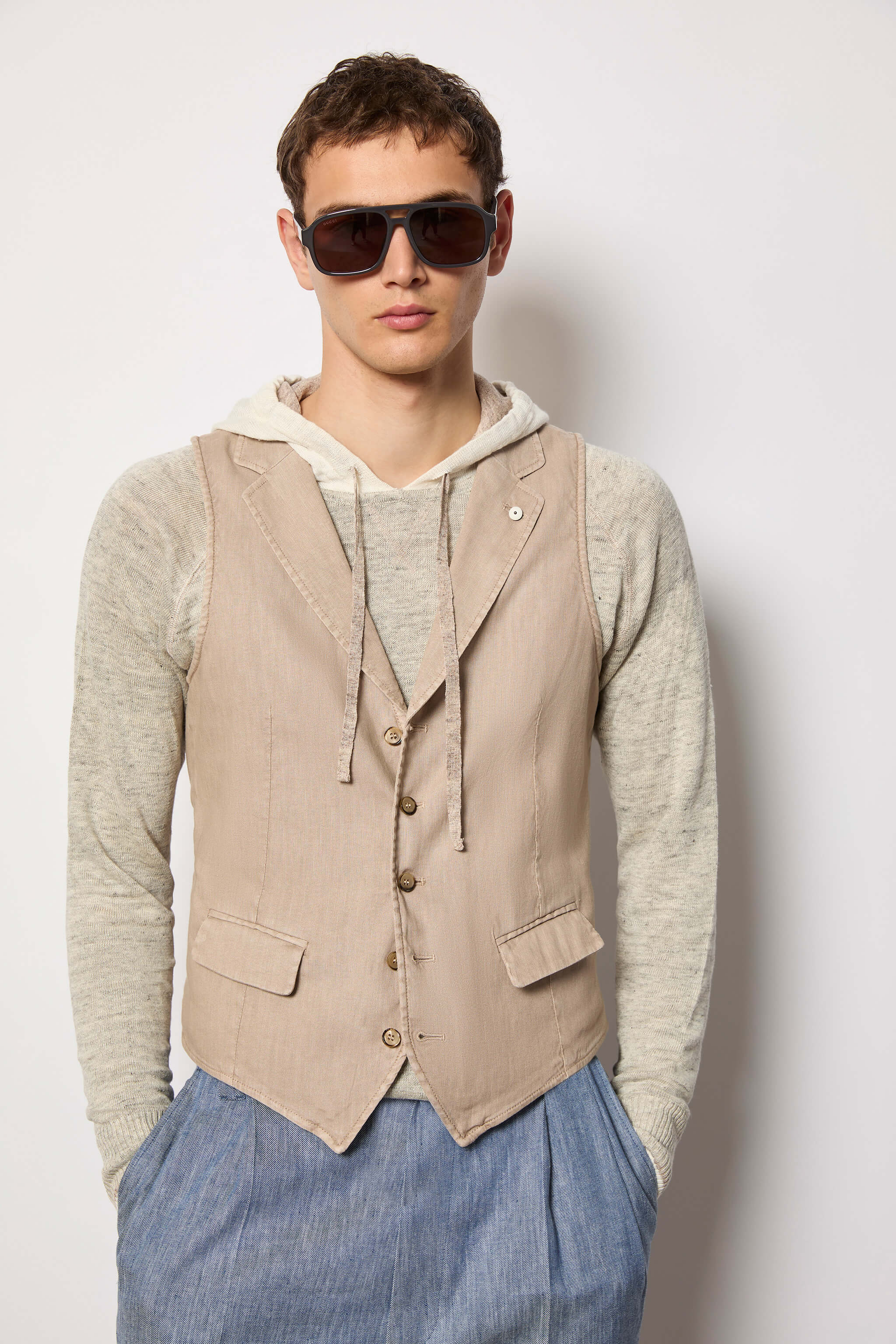 OSCAR vest garment-dyed - beige