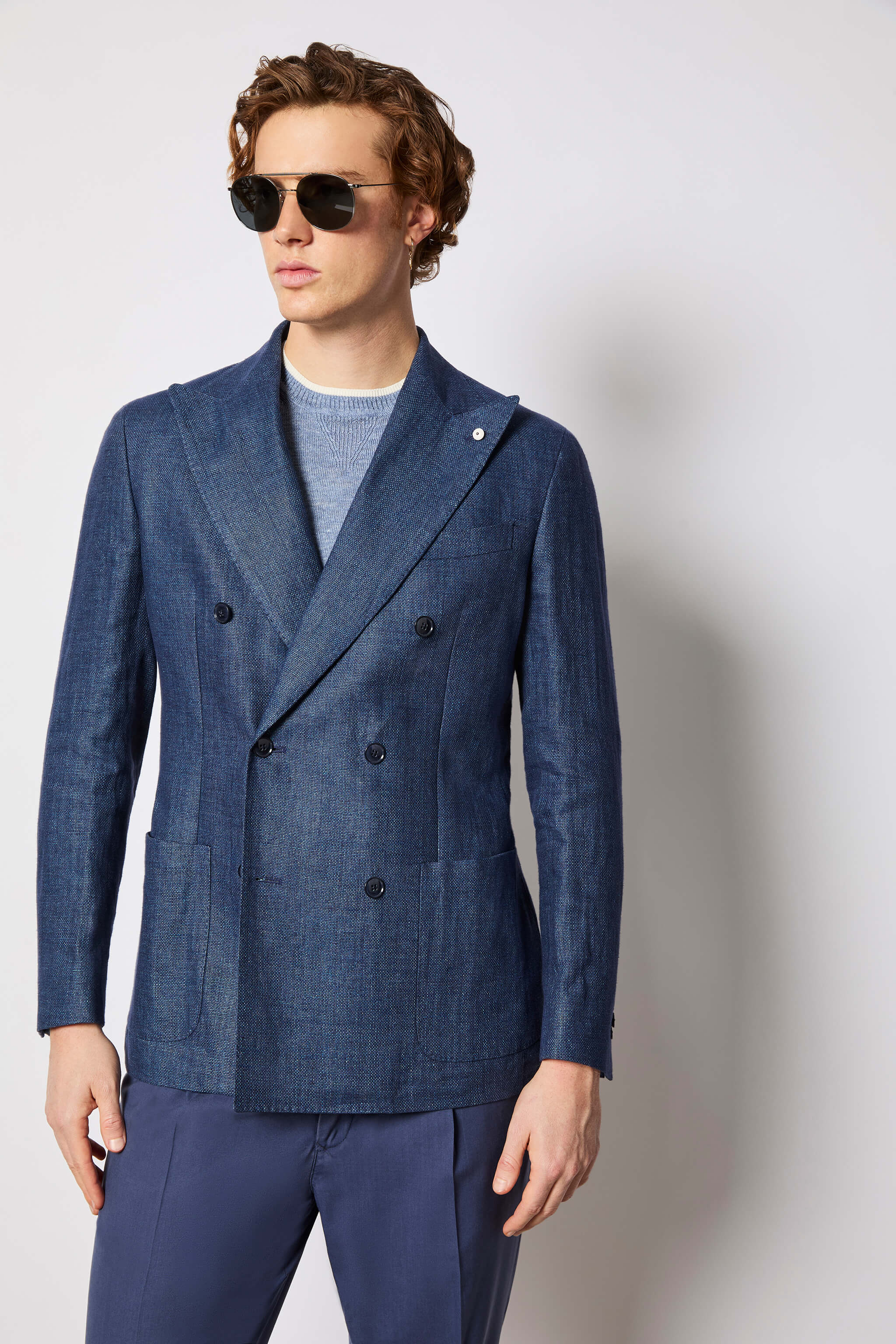 Double-breasted TOM jacket - denim blue