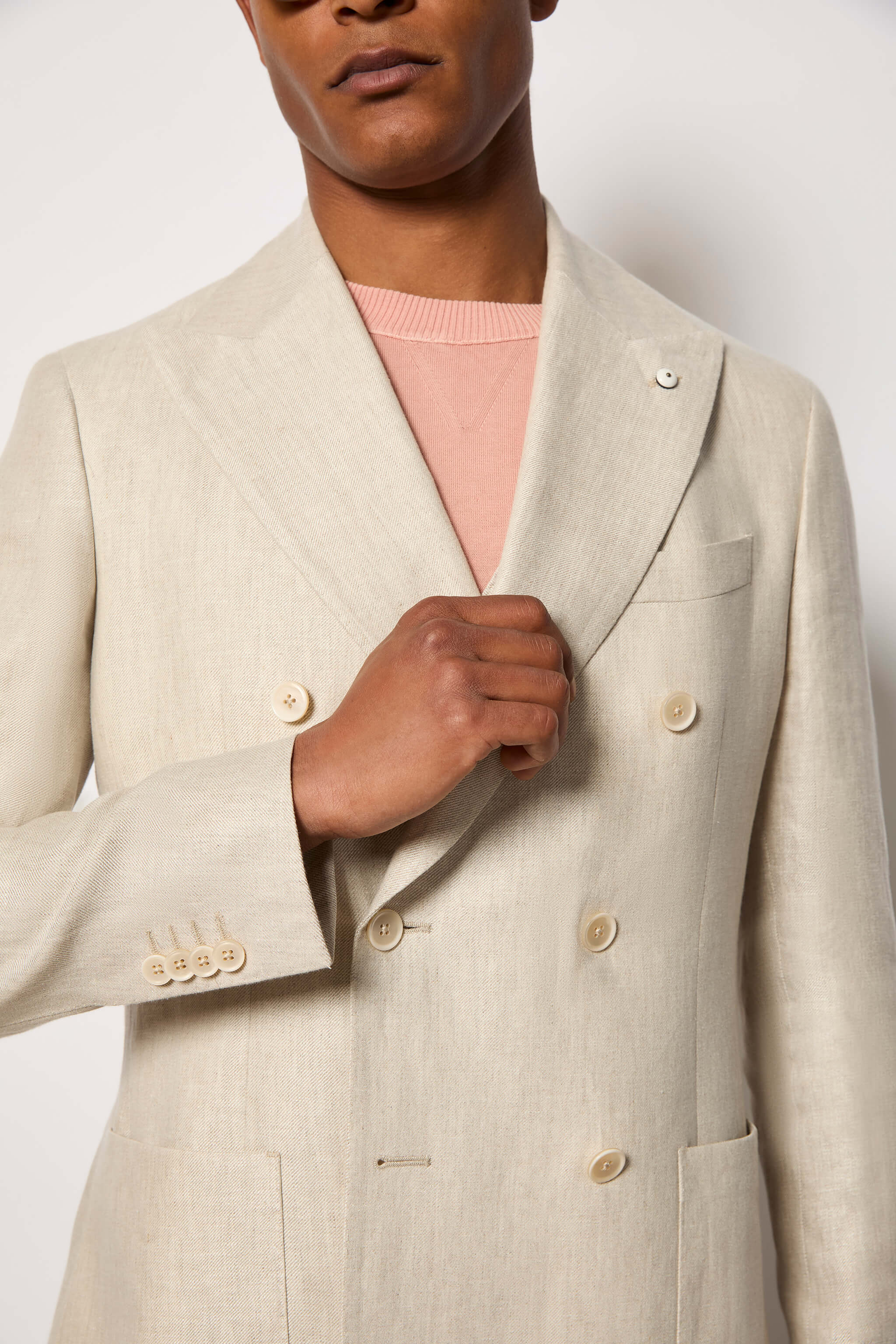 Double-breasted TOM jacket in linen untreated - beige