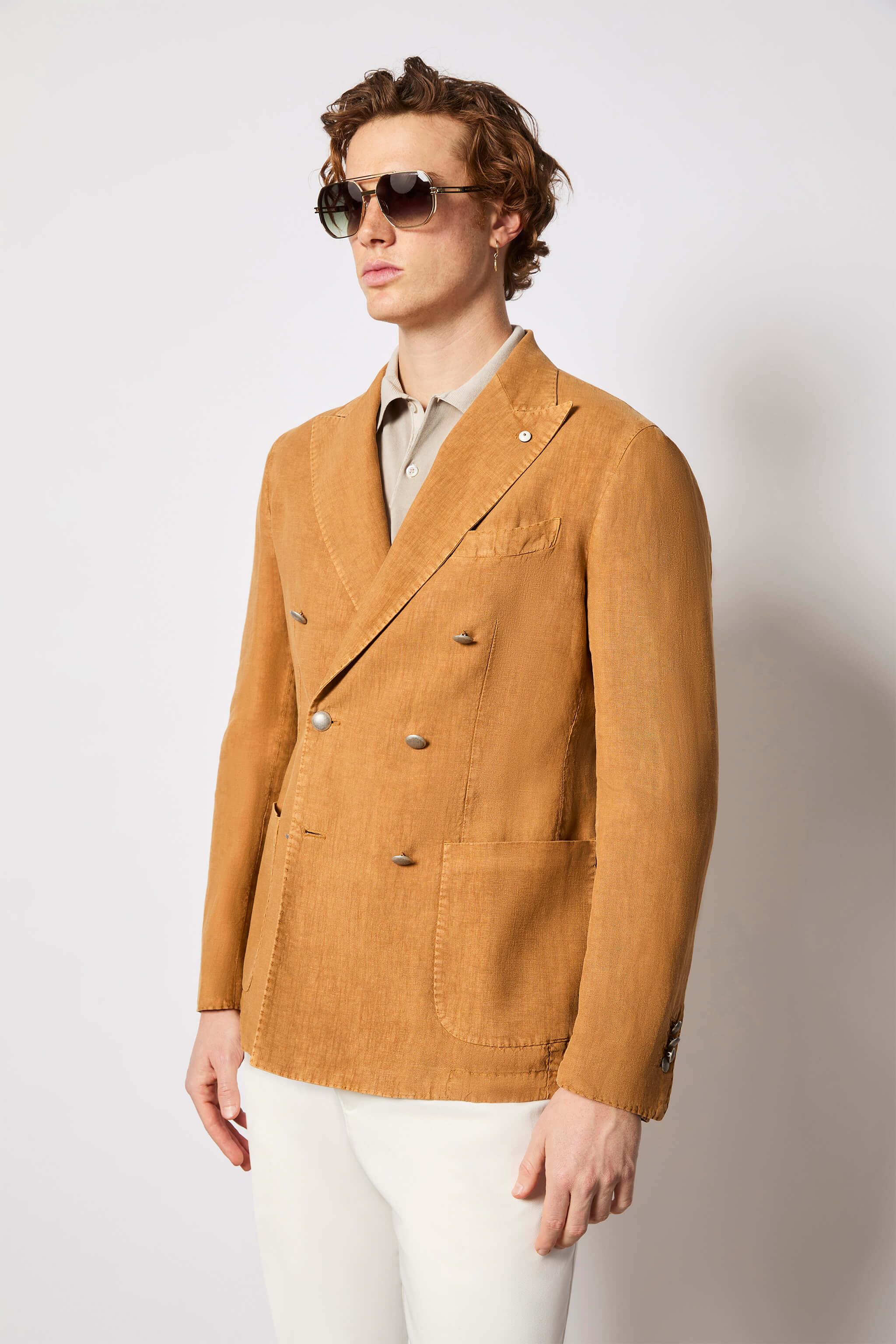 Garment-dyed double-breasted TOM jacket - ochre