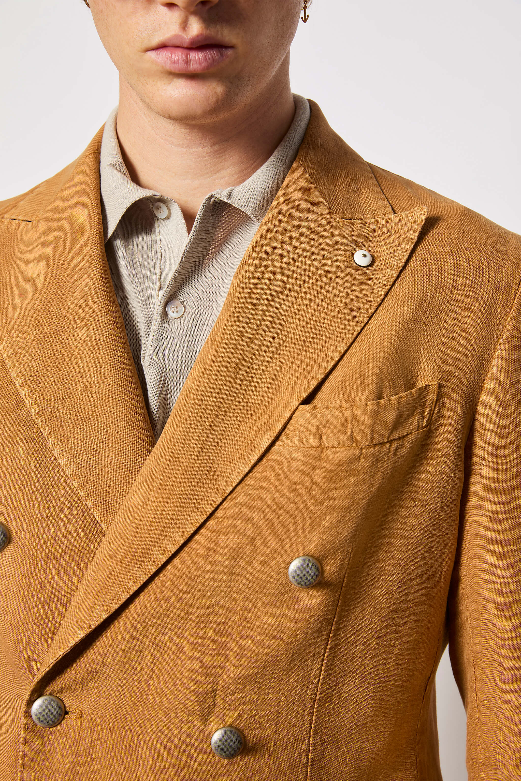 Garment-dyed double-breasted TOM jacket - ochre