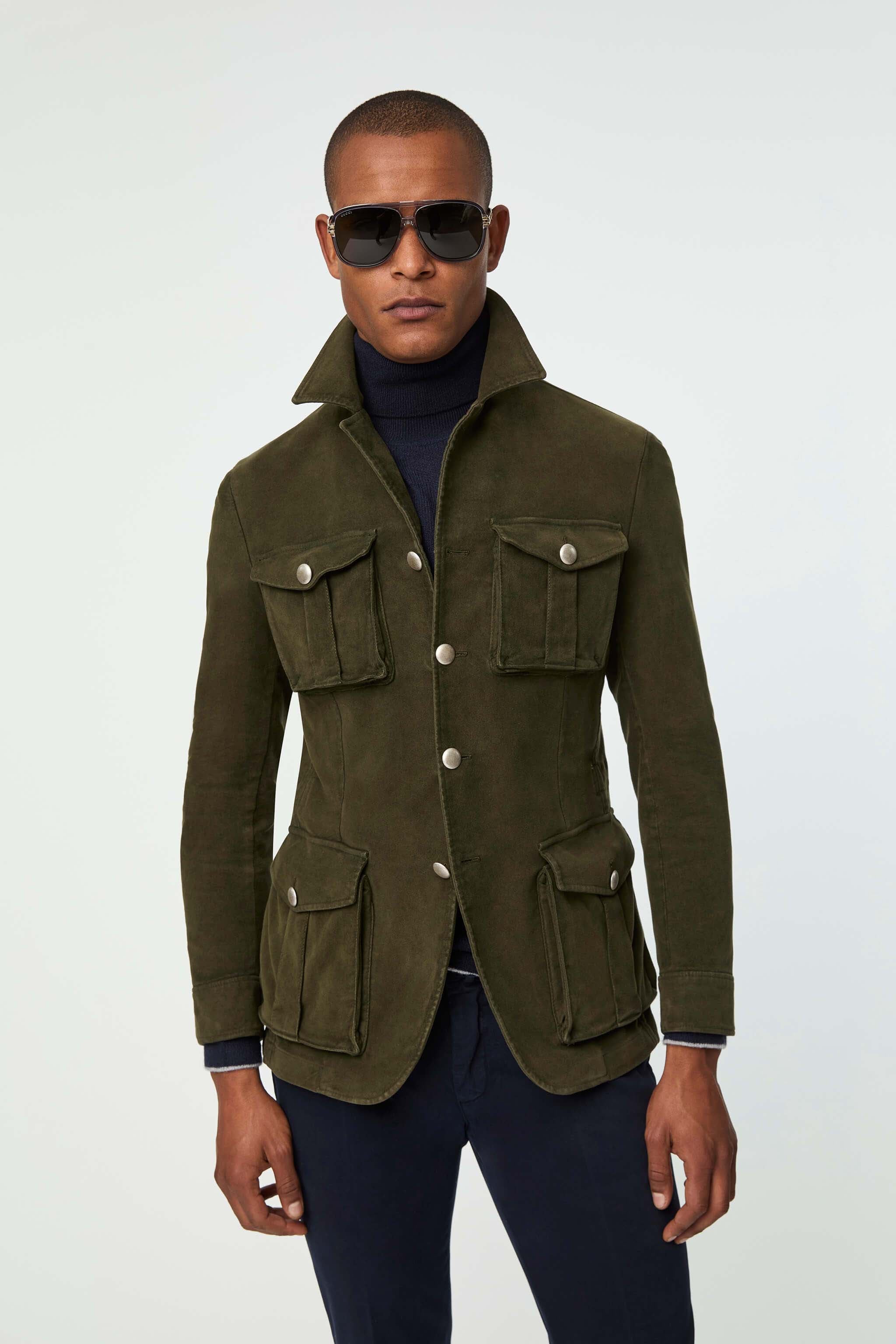 Garment-dyed SAHARA jacket in army green