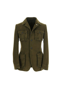 Garment-dyed sahara jacket in army green dark green