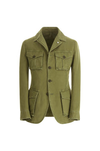 Garment-dyed sahara jacket - green light green