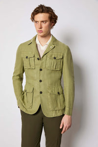 Garment-dyed sahara jacket - green light green