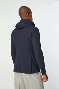 Hooded travel jacket in blue blue