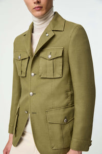 Garment-dyed sahara jacket in olive green dark green