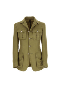 Garment-dyed sahara jacket in olive green dark green