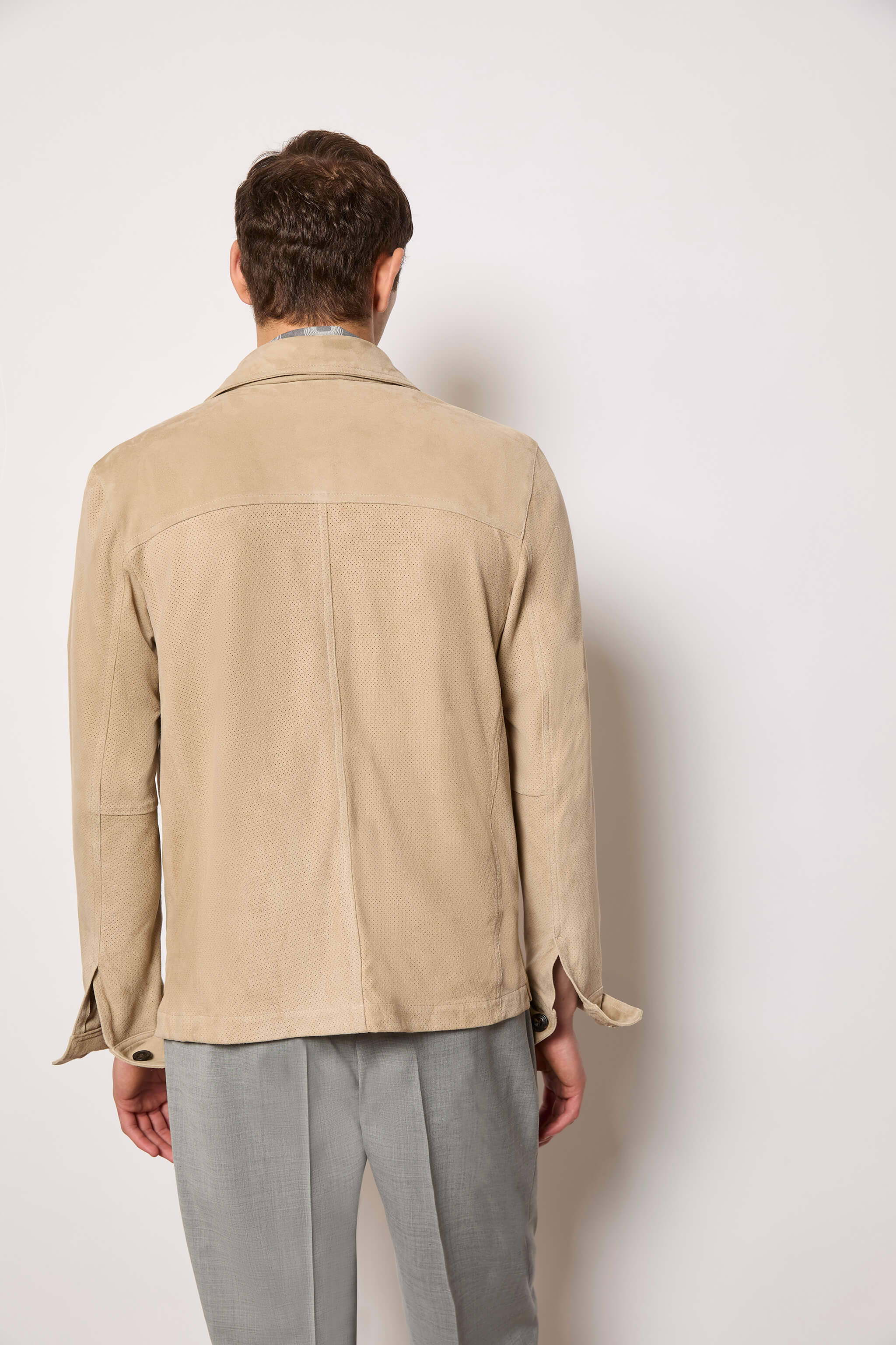 Overshirt in pelle beige