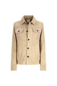 Overshirt in pelle beige terra