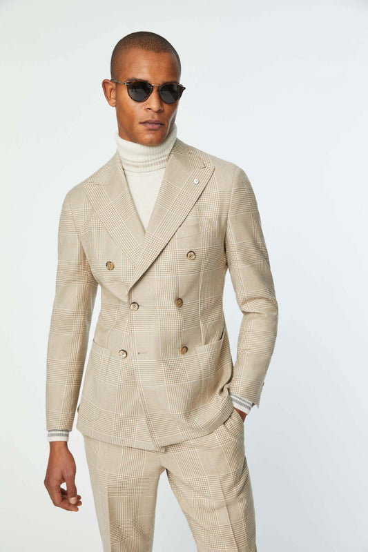 Slim-fit untreated TOM suit in hazelnut