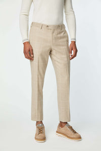 Slim-fit untreated tom suit in hazelnut beige