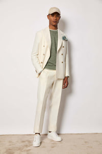 Double-breasted tom suit untreated - ivory white