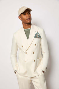 Double-breasted tom suit untreated - ivory white