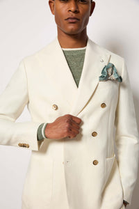 Double-breasted tom suit untreated - ivory white