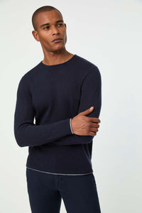 Maglia girocollo blu avio in cashmere blu