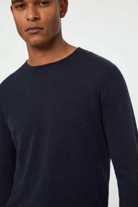 Maglia girocollo blu avio in cashmere blu