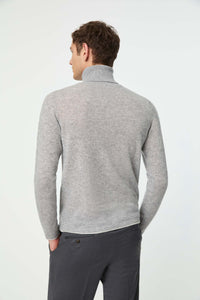 Maglia dolcevita grigio melange in cashmere grigio chiaro