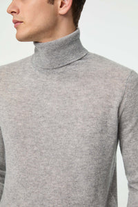 Maglia dolcevita grigio melange in cashmere grigio chiaro