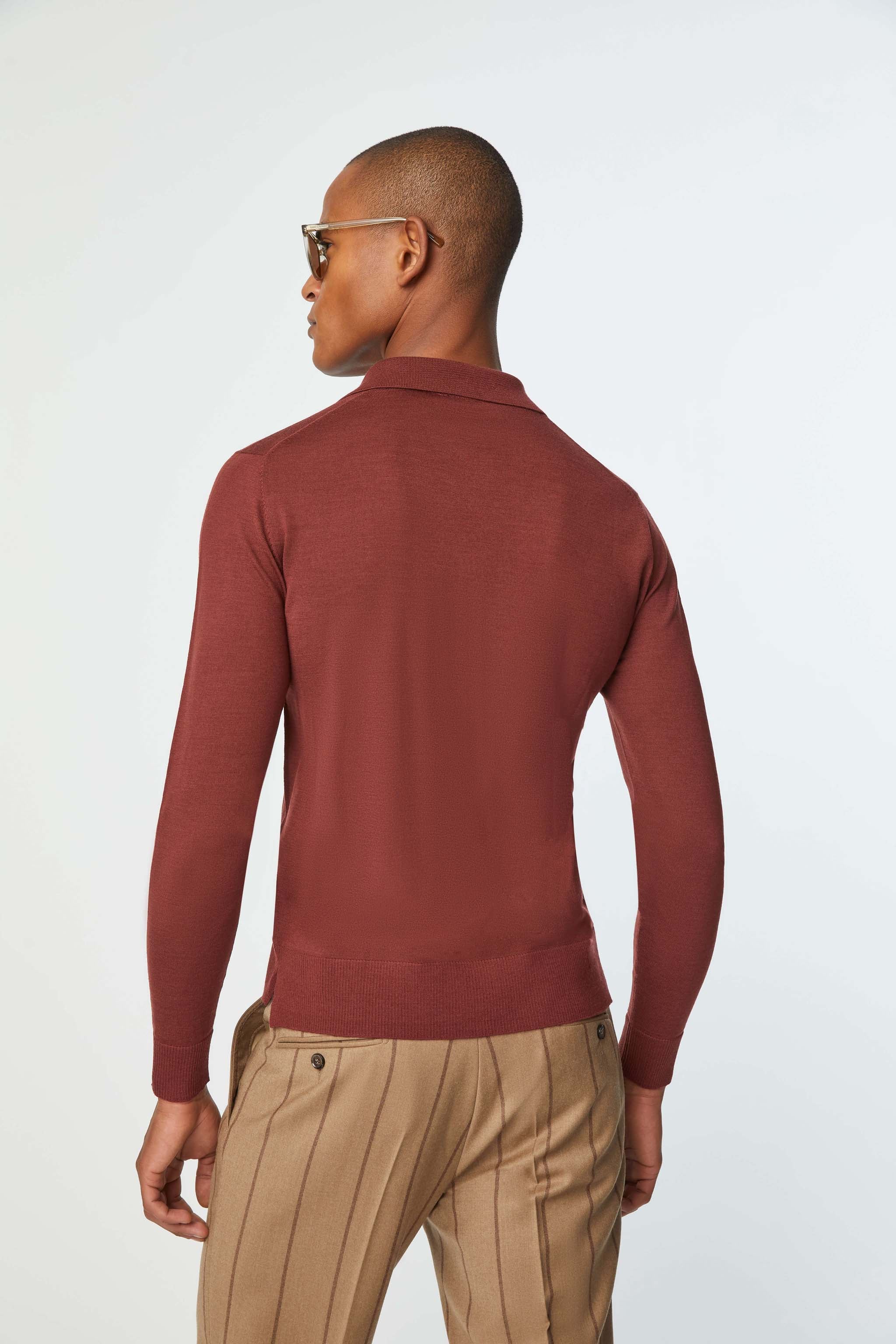 Ultralight shirt-sweater in burgundy