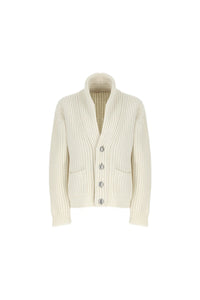 Cardigan in maglia a coste bianco avorio bianco