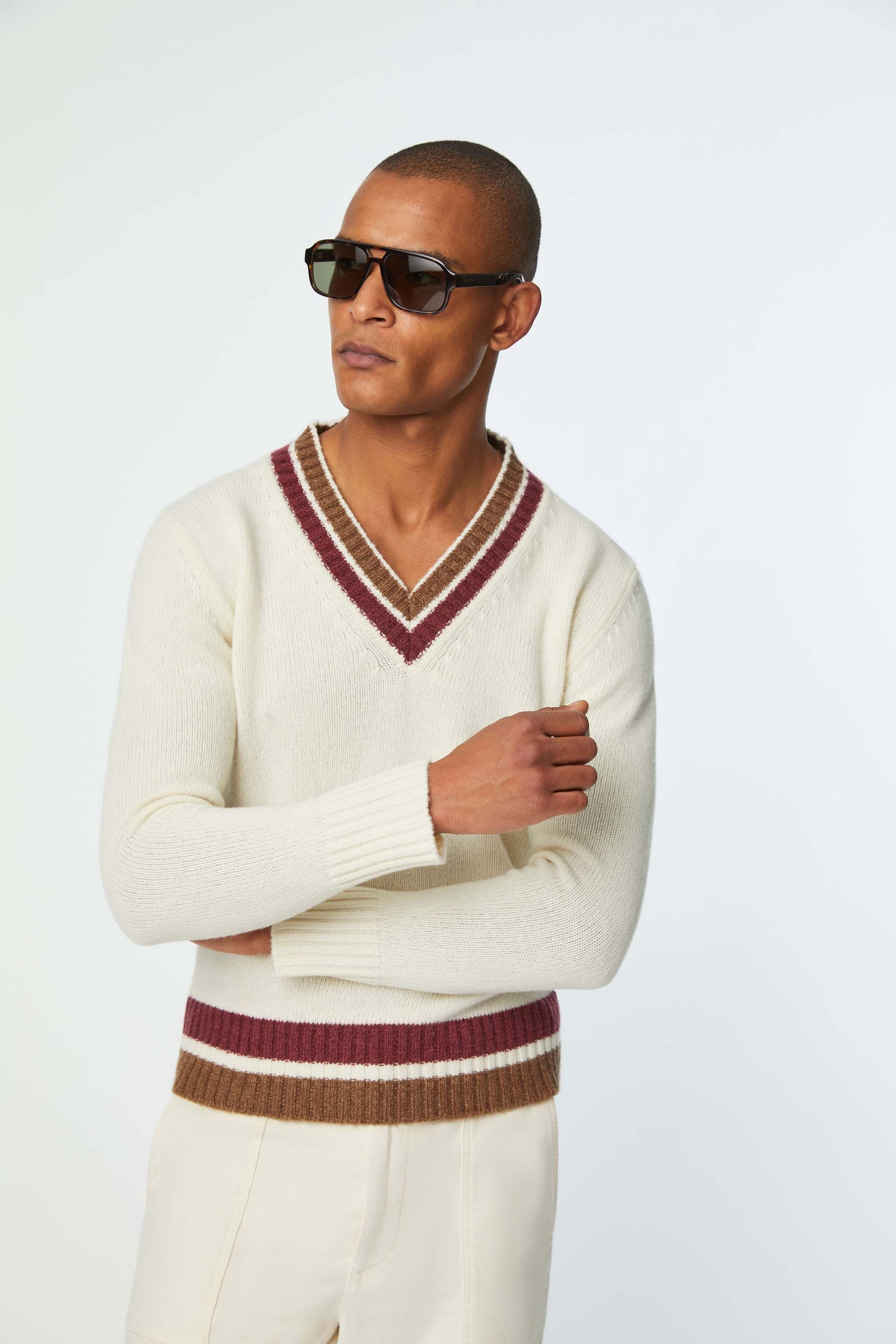 V-neck sweater with contrasting details