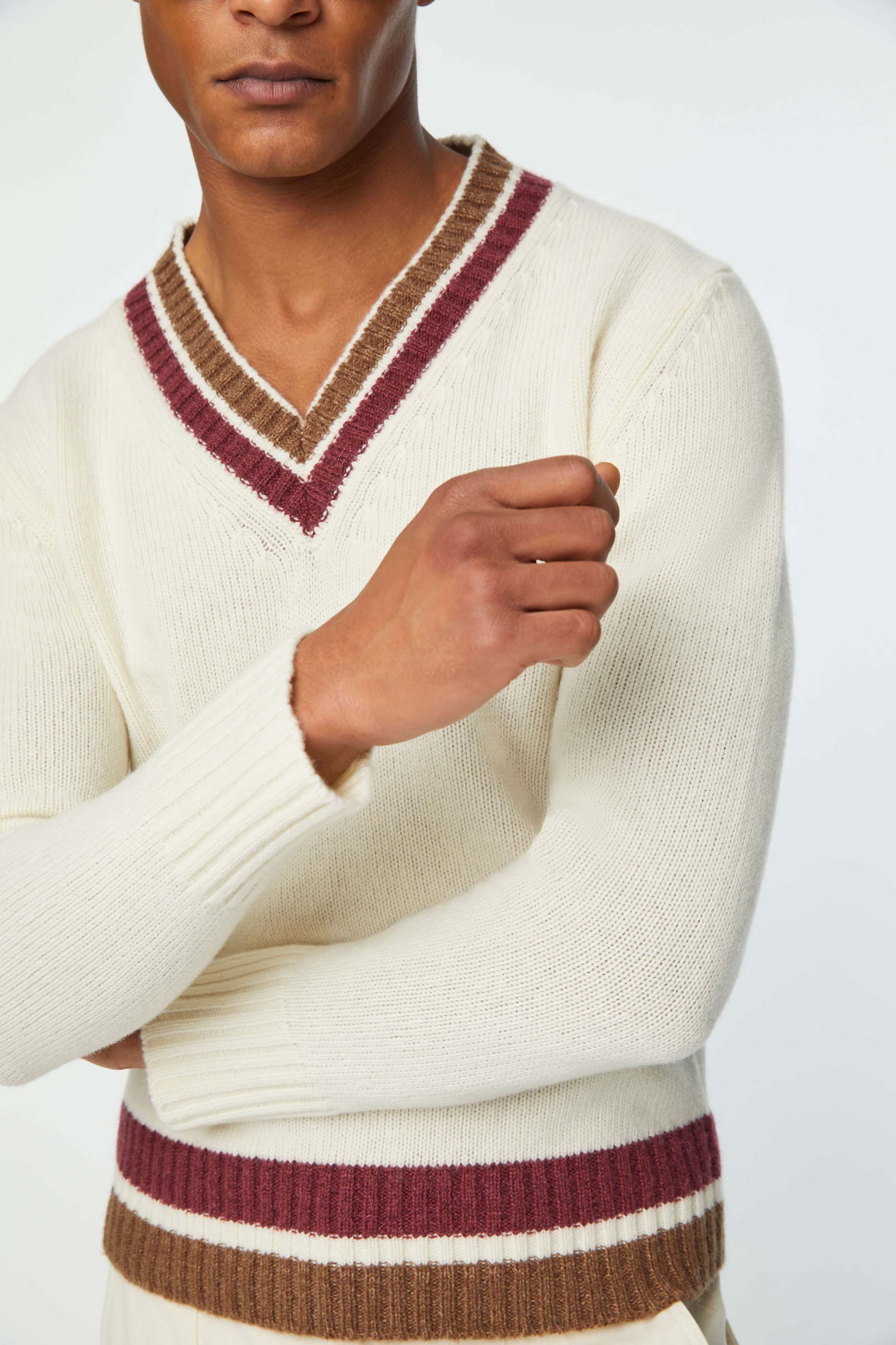 V-neck sweater with contrasting details