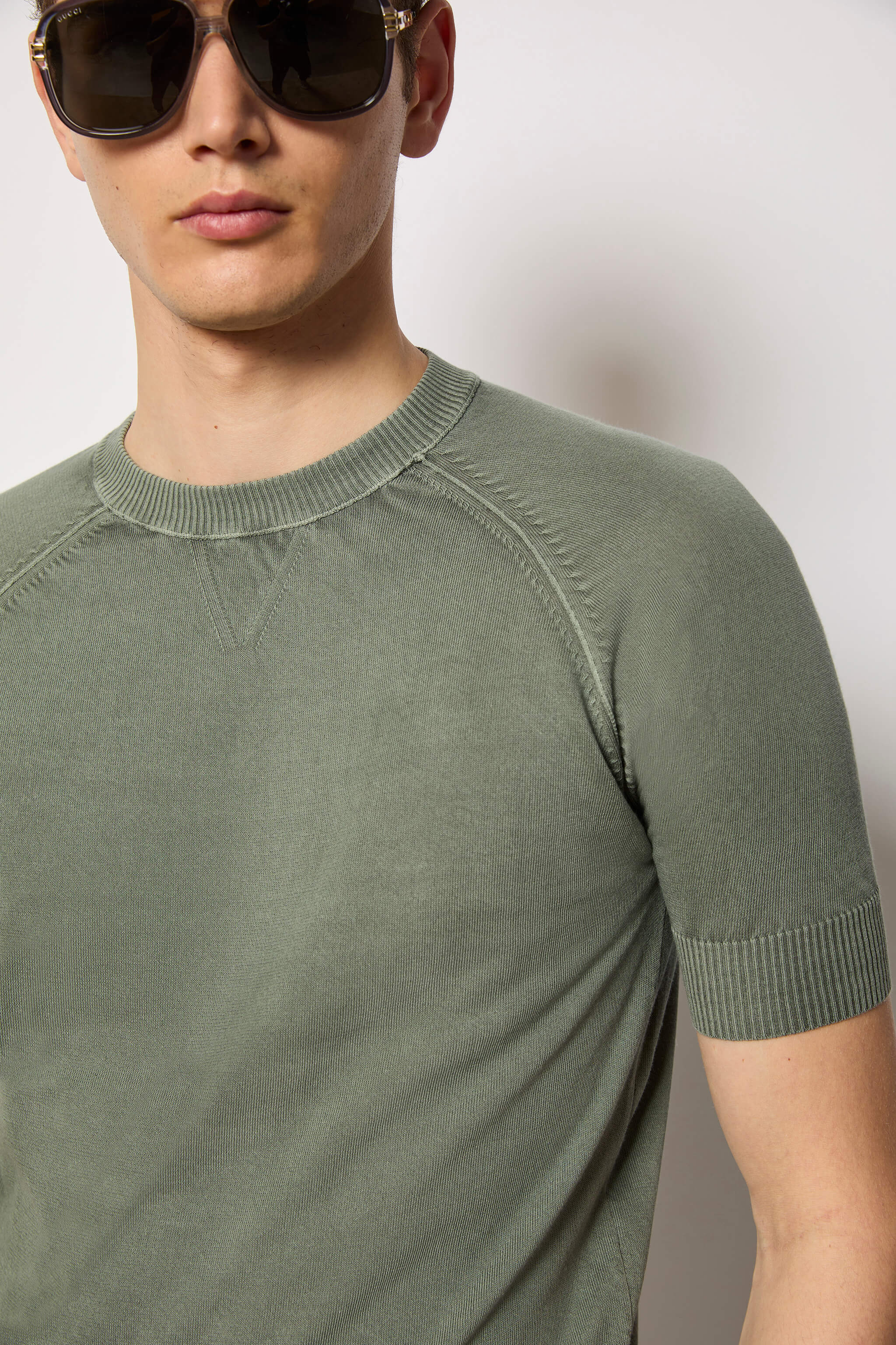 Maglia mezza manica in cotone verde