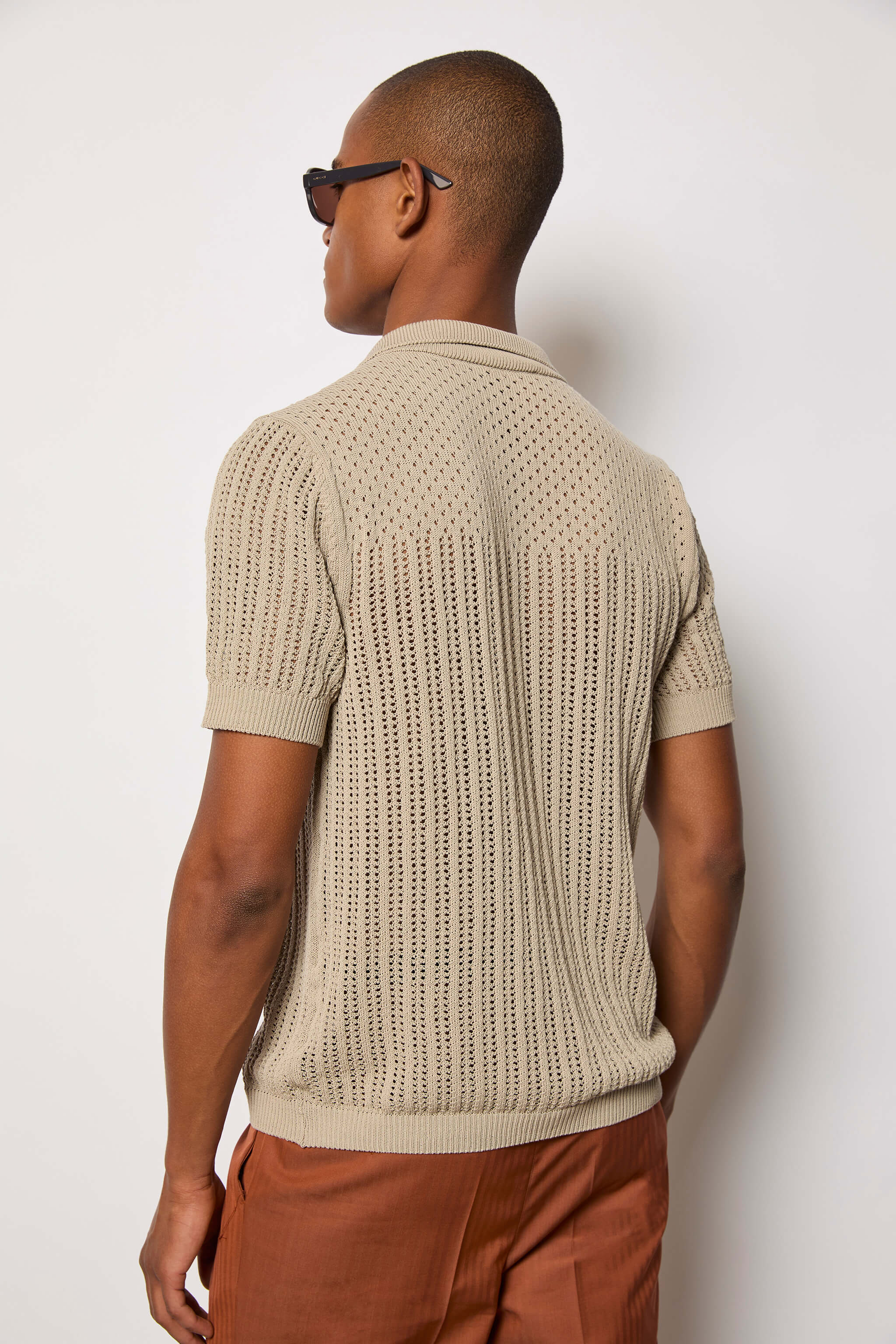 Perforated polo shirt - beige