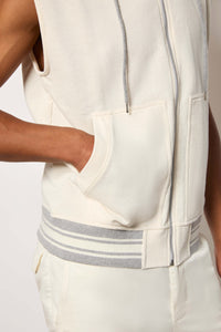 Zip-up sleeveless hoodie - white white