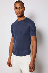 Short-sleeve t-shirt with a chest pocket - blue blue