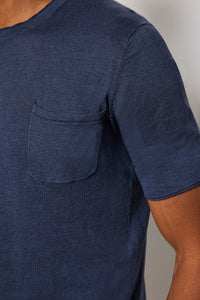 Short-sleeve t-shirt with a chest pocket - blue blue