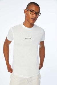 T-shirt in cotone bianca con logo bianco