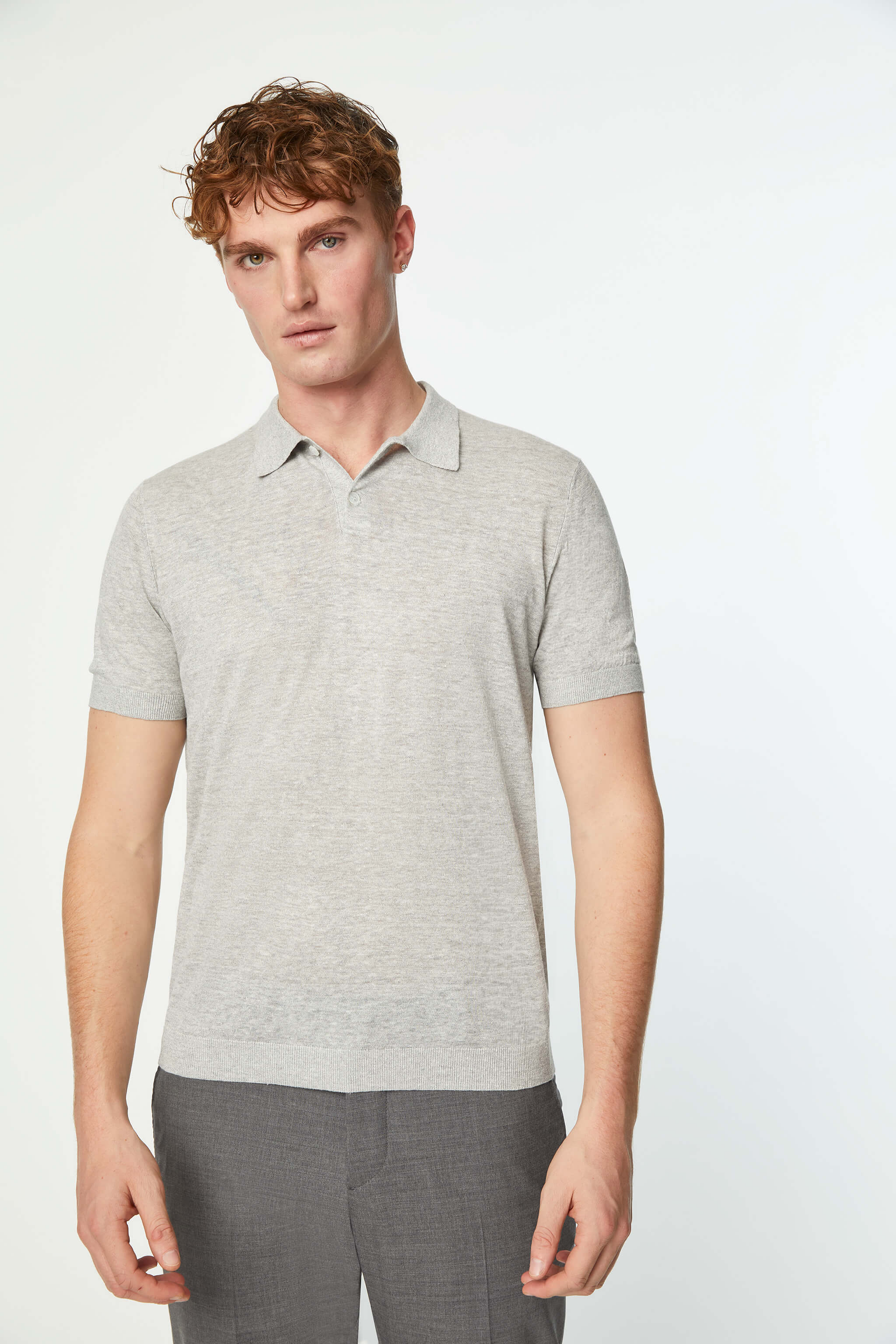 Knit Polo in light Gray