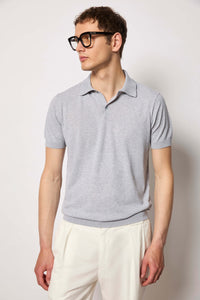 Polo in maglia grigio melange grigio chiaro