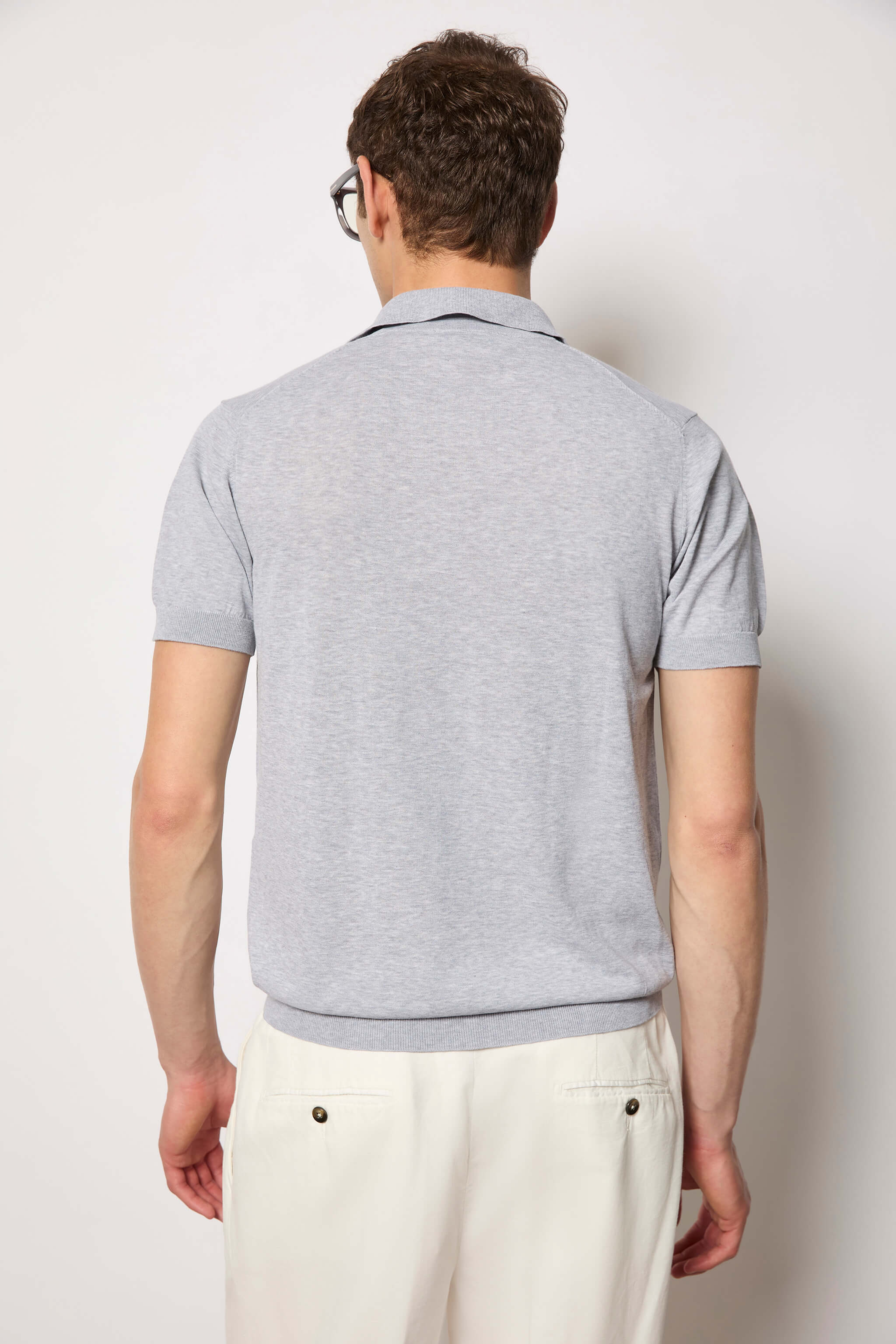 Polo in maglia grigio melange