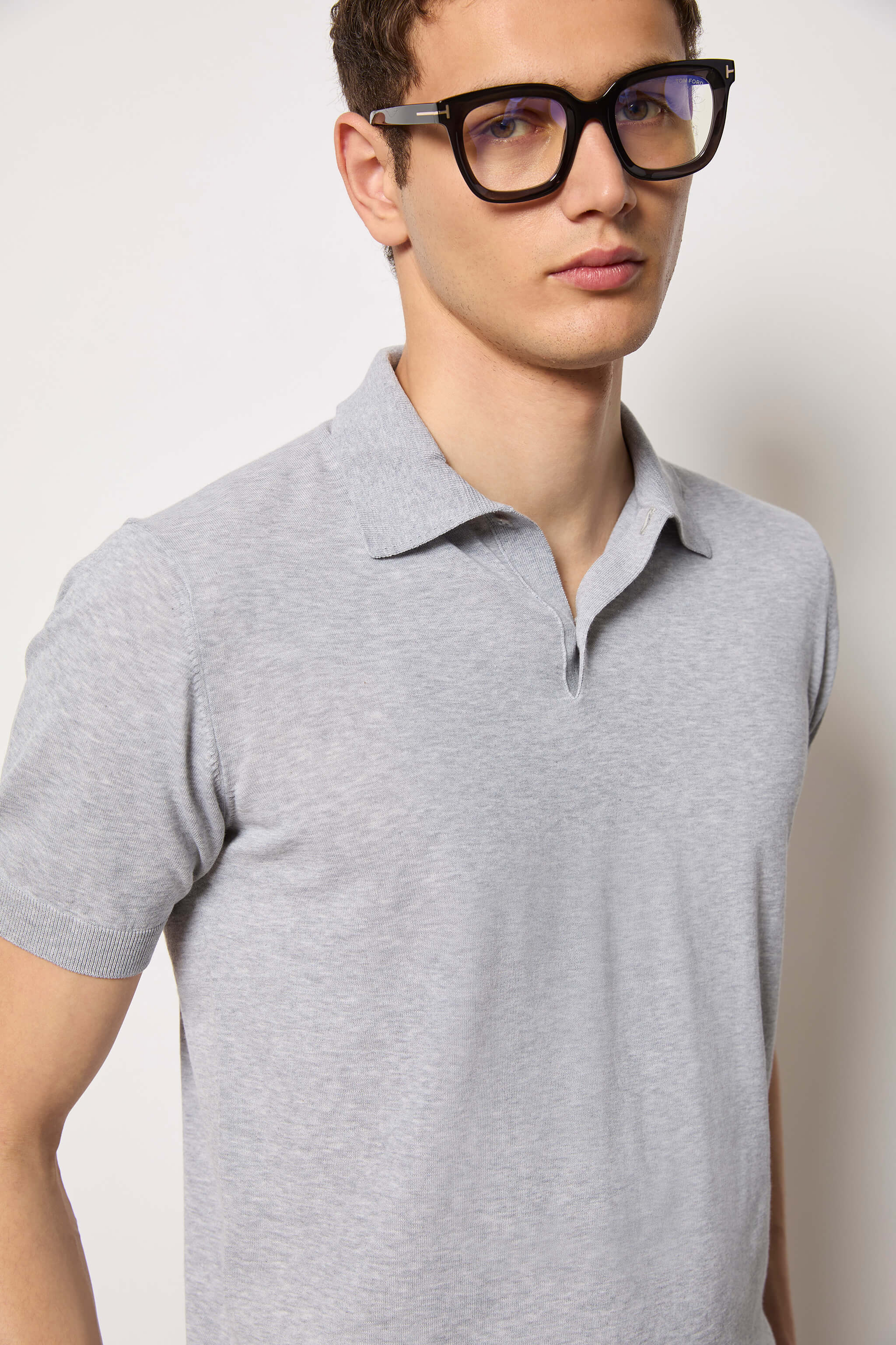 Polo in maglia grigio melange